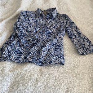 Ann Taylor Size 14 Petite 3/4 Sleeve Blouse Blue
